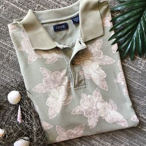 Izod Floral Green Polo, sz M